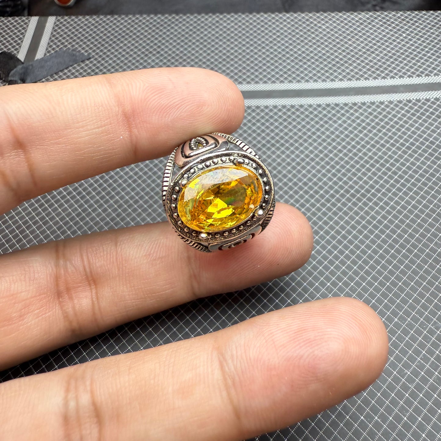 Pokraj stone  Yellow sapphire clone Ring – Order Now with Free Home Delivery