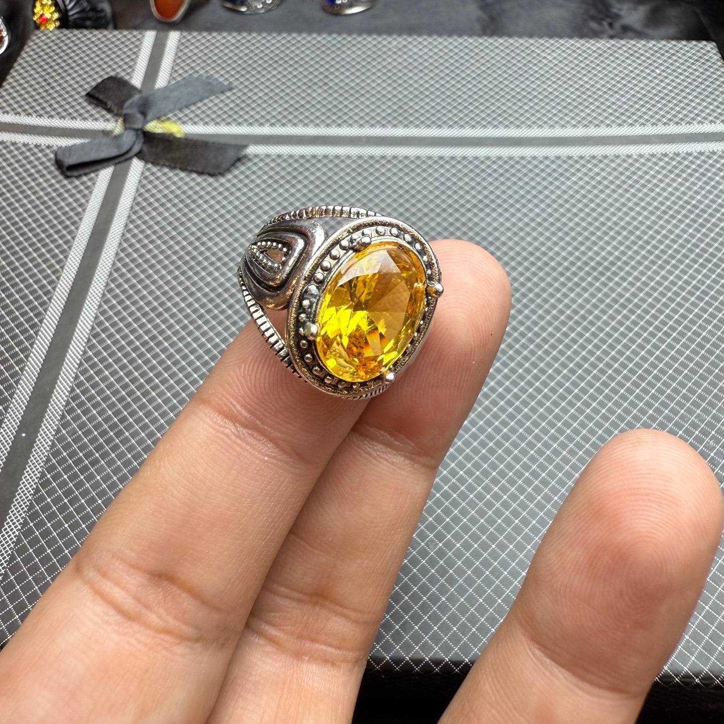 Pokraj stone  Yellow sapphire clone Ring – Order Now with Free Home Delivery