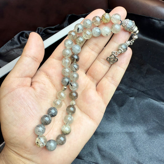 Moh-e-Najaf Stone Tasbih – Rutile Quartz | 33 Prayer Beads | Antique Tasbih