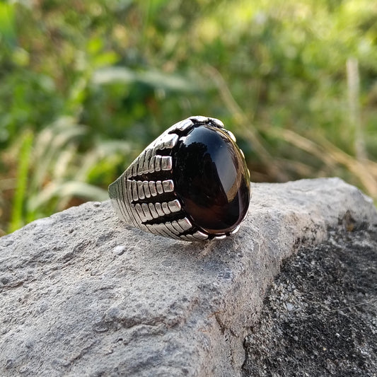 Black Sulamni Aqeeq Stone Ring – Elegant and Bold Gemstone Jewelry