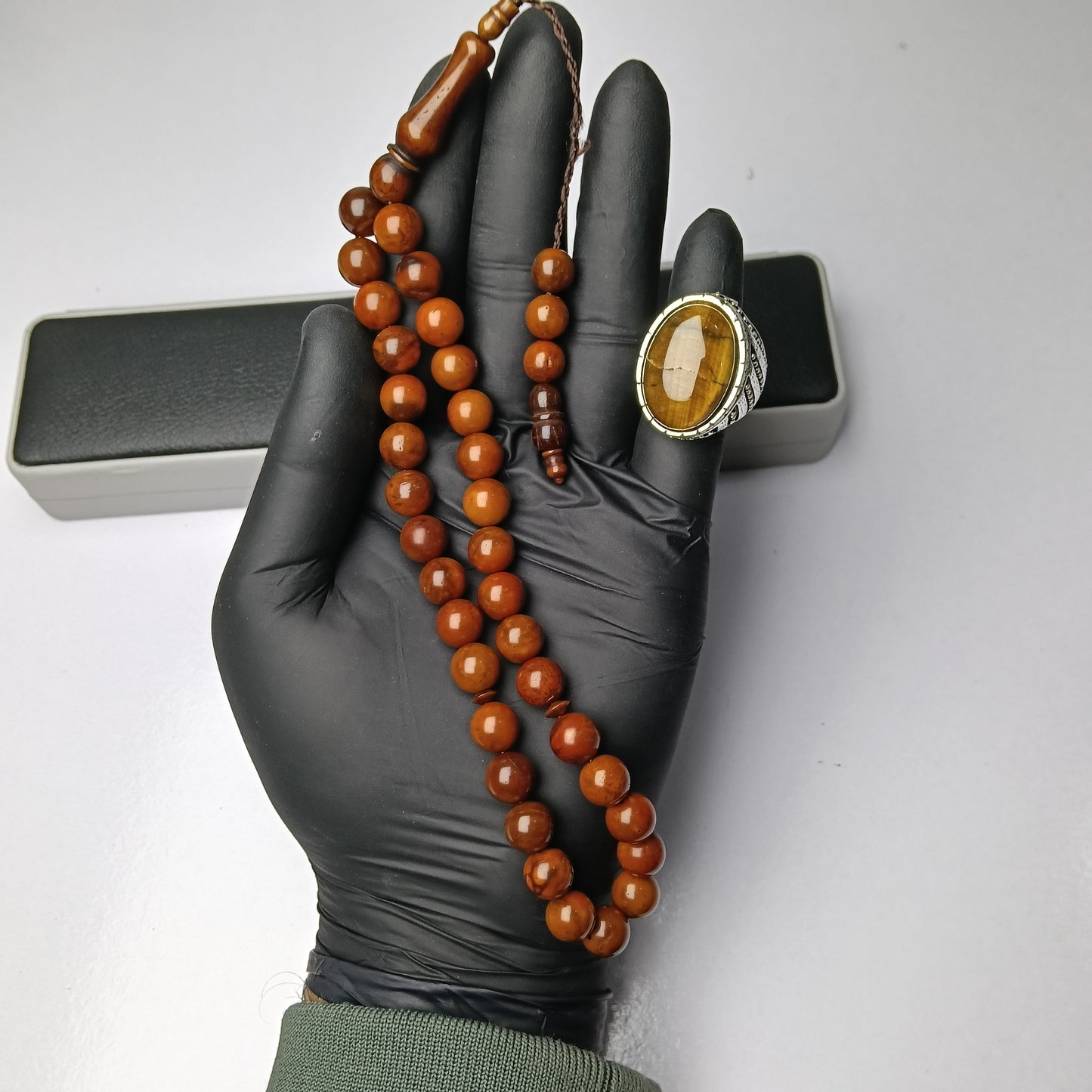 Kokka wood Tasbih With Tiger aqeeq Ring