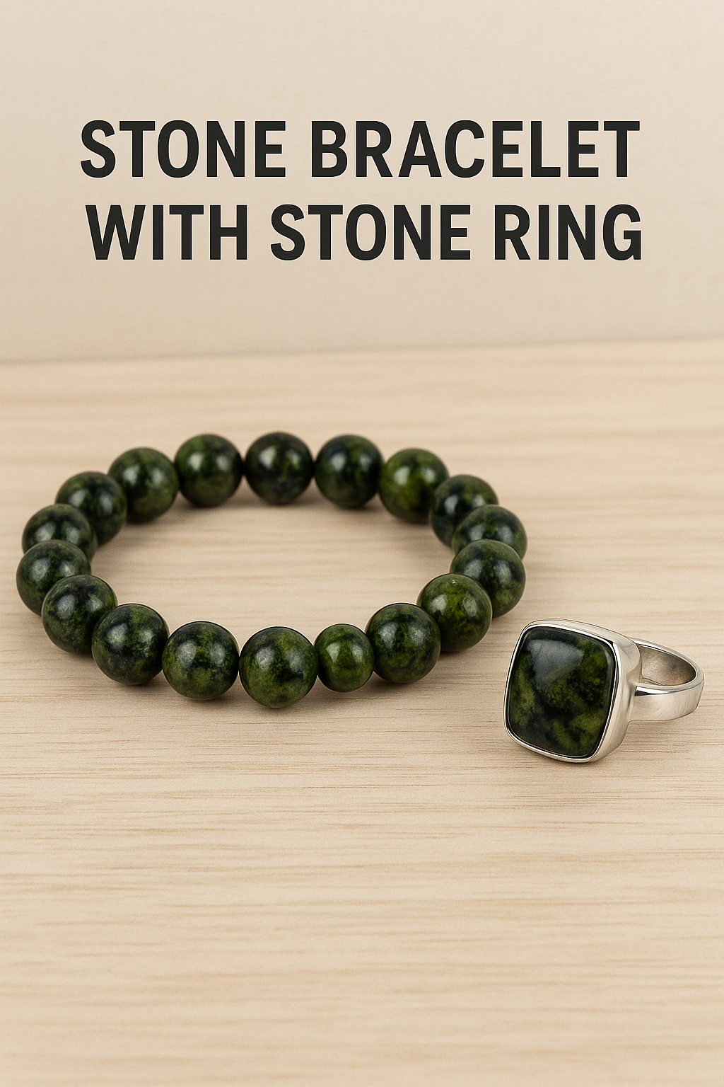 Stone Bracelet + Ring – Elegant Unisex Combo