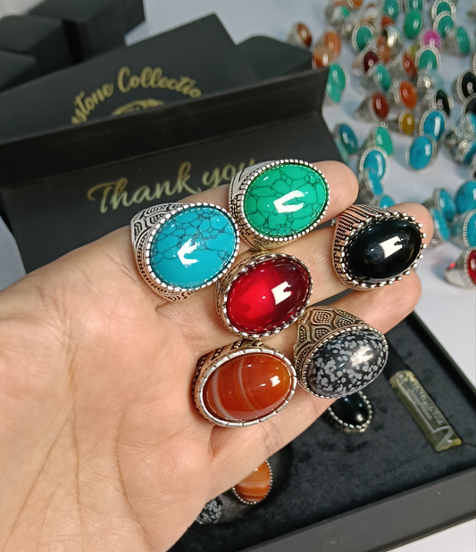 Deal of 6 gemstone Rings+ perfume in premium quality box packing