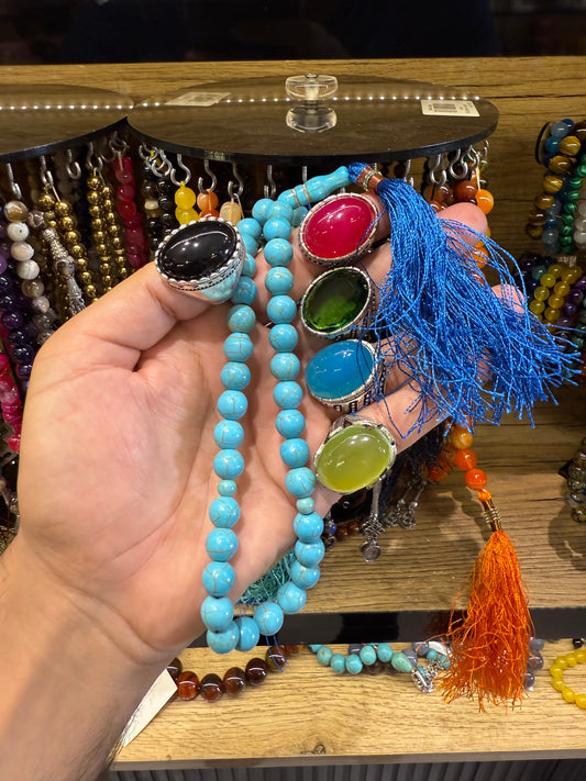 Deal of 5 Rings + Feroza Tasbih | Premium Islamic Gift Set