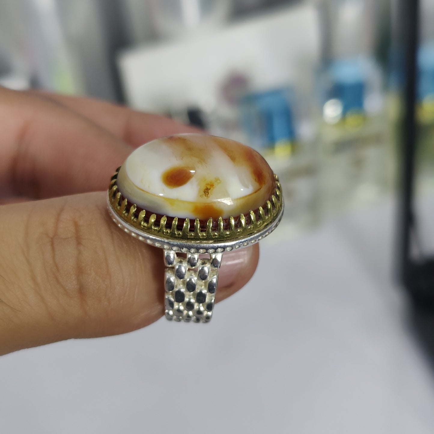 Sulamani Aqeeq stone Ring Handmade