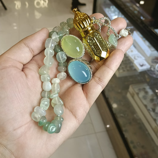 OUD Khumar + 2 Aqeeq Rings + Green Aqeeq Stone Tasbih