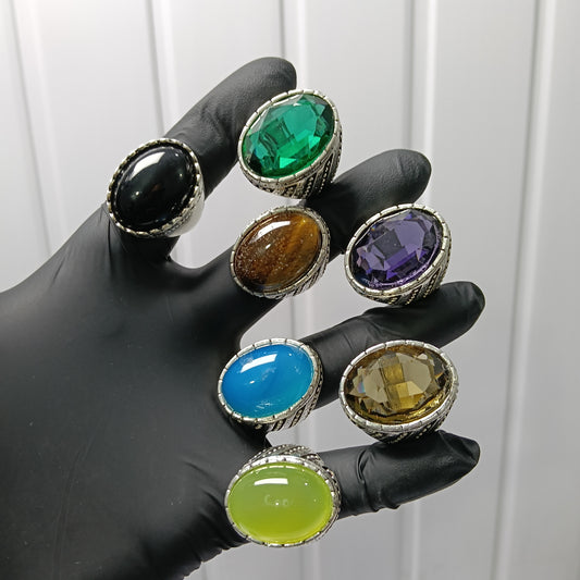 Deal of 7 Gemstone Rings – Aqeeq & Zircon Stones with Free Home Delivery